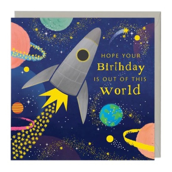 Whistlefish Card - Happy Birthday Rocket (DELIVERY TO EU ONLY)