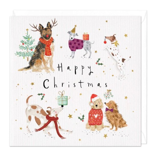 Whistlefish Card - Happy Christmas Festive Dogs Card (DELIVERY TO EU ONLY)