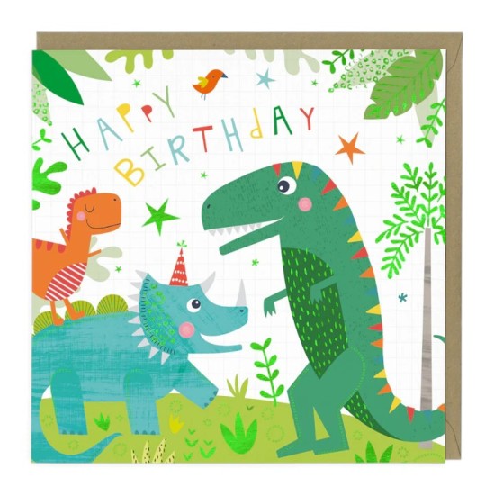 Whistlefish Card - Happy Dinosaurs Children's Birthday Card (DELIVERY TO EU ONLY)