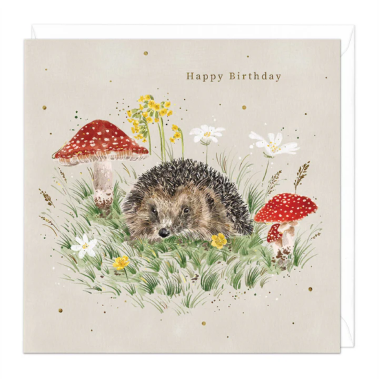 Whistlefish Card - Hedgehog & Mushroom Birthday Card
