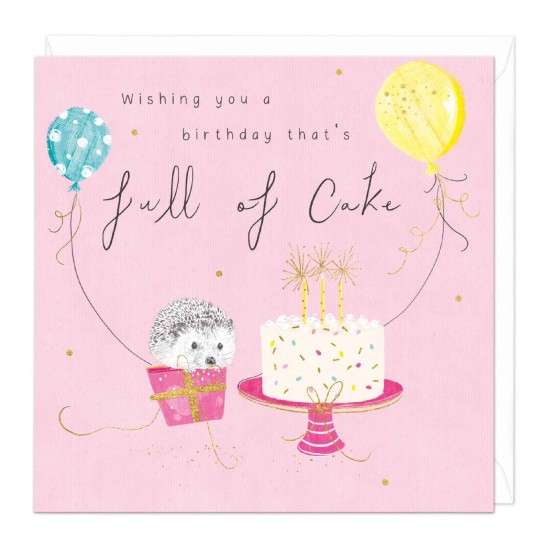 Whistlefish Card - Hedgehog and Cake Happy Birthday (DELIVERY TO EU ONLY)