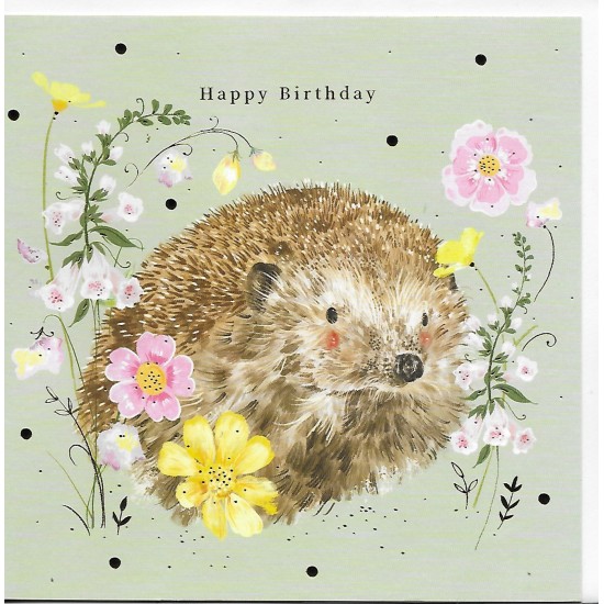 Whistlefish Card - Hedgehog and Flowers Birthday Card