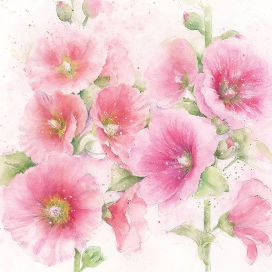 Whistlefish Card - Hollyhocks Blank Card (DELIVERY TO EU ONLY)