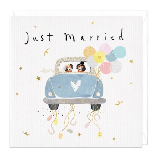 Whistlefish Card - Just Married Sausage Dogs Wedding Card (DELIVERY TO EU ONLY)