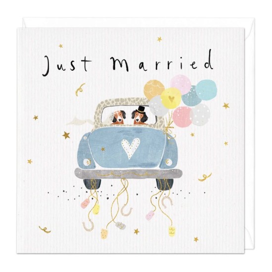Whistlefish Card - Just Married Sausage Dogs Wedding Card