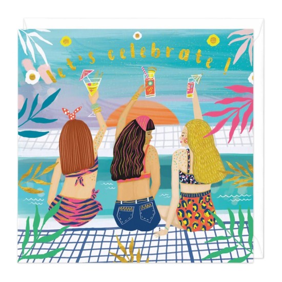Whistlefish Card - Let's Celebrate Poolside Birthday Card (DELIVERY TO EU ONLY)