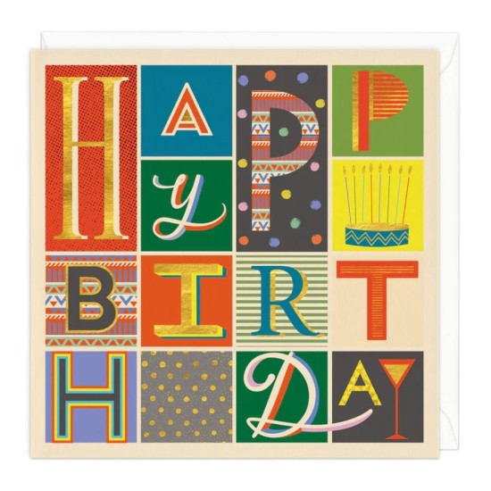 Whistlefish Card - Letter Blocks Birthday Card (DELIVERY TO EU ONLY)