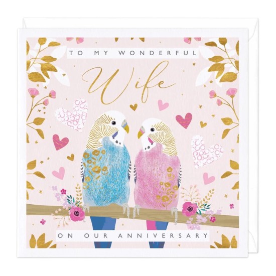 Whistlefish Card - Love Birds Wife Anniversary Card (DELIVERY TO EU ONLY)