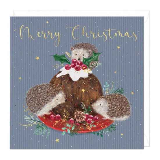Whistlefish Card - Merry Christmas Three Hedgehogs Card (DELIVERY TO EU ONLY)