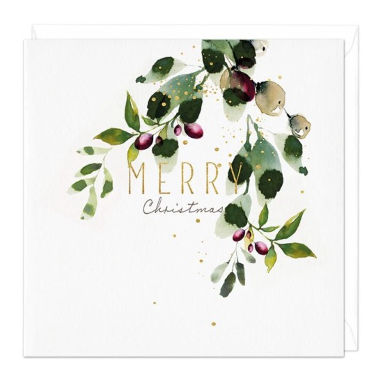 Whistlefish Card - Merry Christmas White Ivy Card (DELIVERY TO EU ONLY)