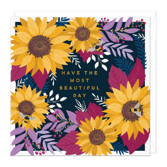 Whistlefish Card - Most Beautiful Day Sunflower Art Card