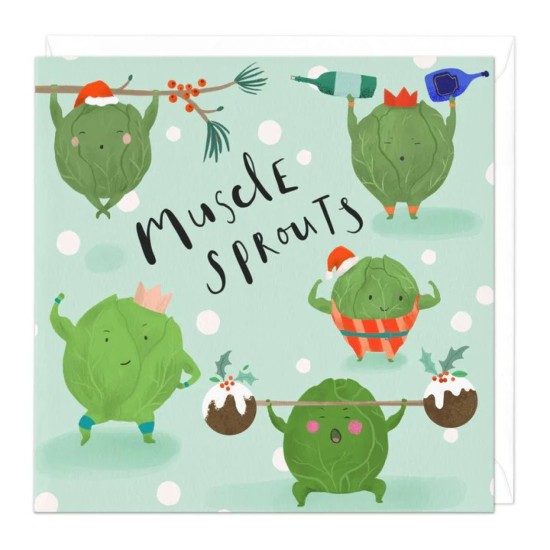 Whistlefish Card - Muscle Sprouts Christmas Card (DELIVERY TO EU ONLY)