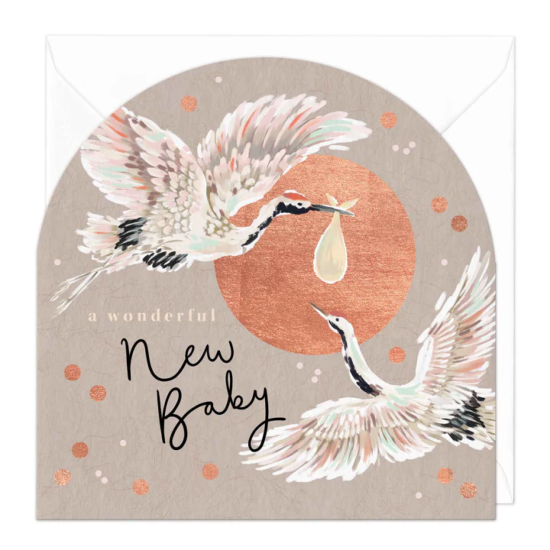 Whistlefish Card - New Baby Flying Storks Card