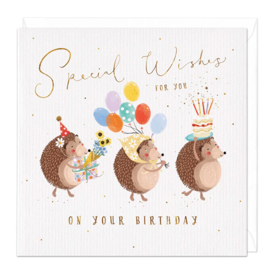 Whistlefish Card - Party Hedgehogs Birthday Card