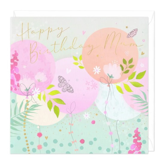 Whistlefish Card - Pastel Balloons Mum Birthday Card (DELIVERY TO EU ONLY)