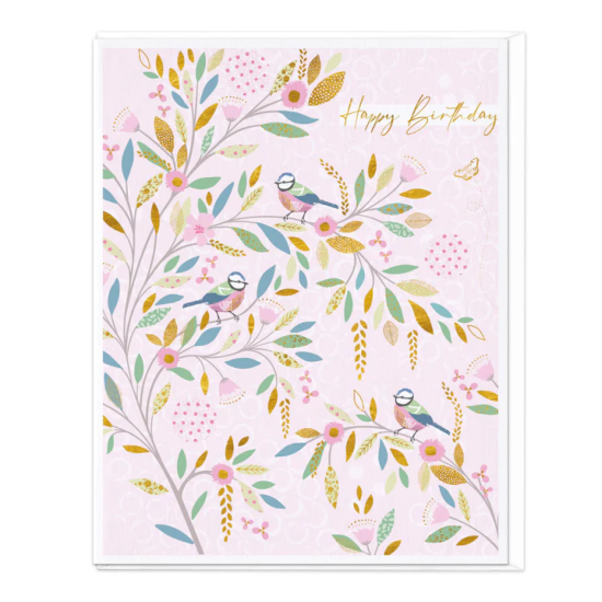 Whistlefish Card - Pink Birds Birthday Card