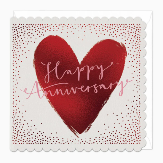 Whistlefish Card - Romantic Red Anniversary Scalloped Card