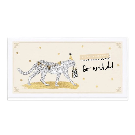 Whistlefish Card - Safari Chic Cheetah Slim Birthday Card (DELIVERY TO EU ONLY)