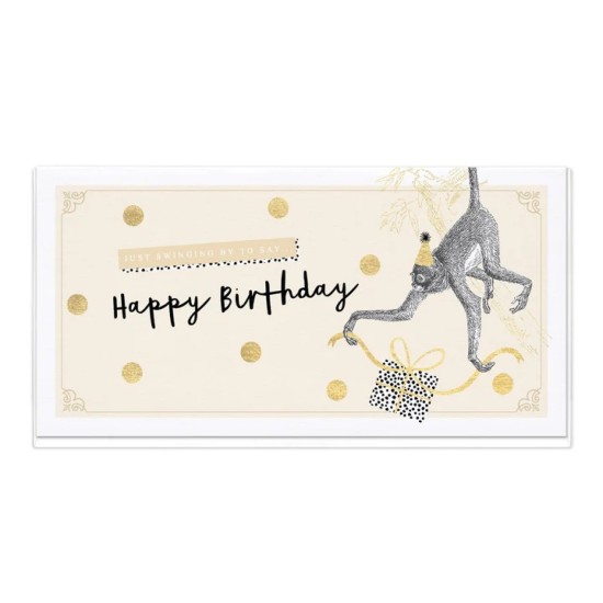 Whistlefish Card - Safari Chic Monkey Slim Birthday Card (DELIVERY TO EU ONLY)
