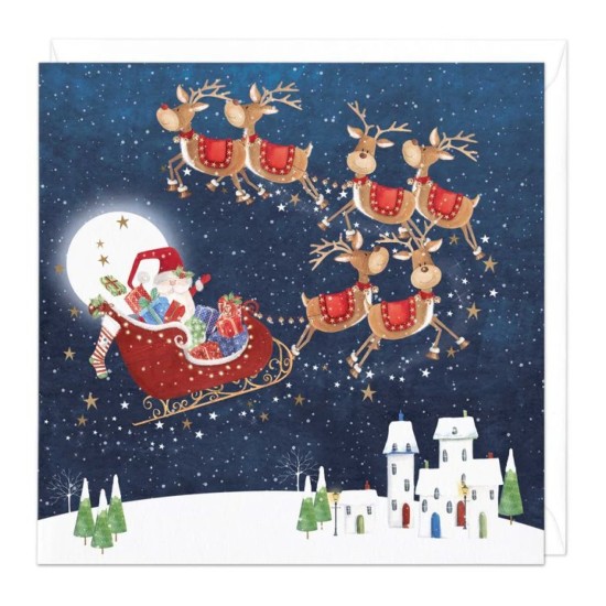 Whistlefish Card - Santa, Sleigh and all of the Reindeers Card (DELIVERY TO EU ONLY)