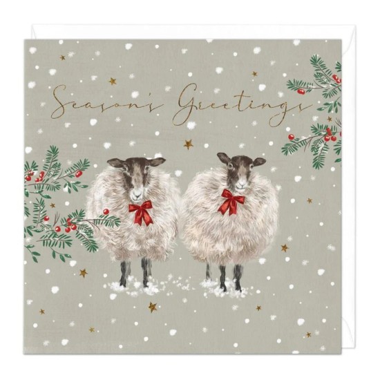 Whistlefish Card - Season`s Greetings Two Sheep Card (DELIVERY TO EU ONLY)