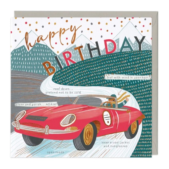 Whistlefish Card - Sports Car Birthday Card (DELIVERY TO EU ONLY)