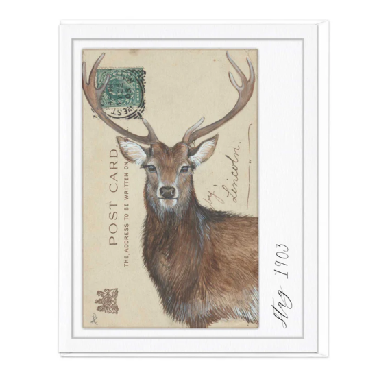 Whistlefish Card - Stag Vintage Art Blank Card