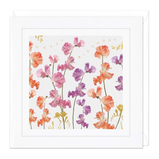 Whistlefish Card - Sweet Peas Floral Birthday Card (DELIVERY TO EU ONLY)