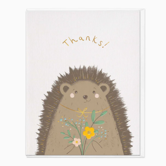 Whistlefish Card - Thoughtful Hedgehog Thank You Card