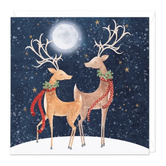 Whistlefish Card - Two Reindeers and the Moon Card (DELIVERY TO EU ONLY)