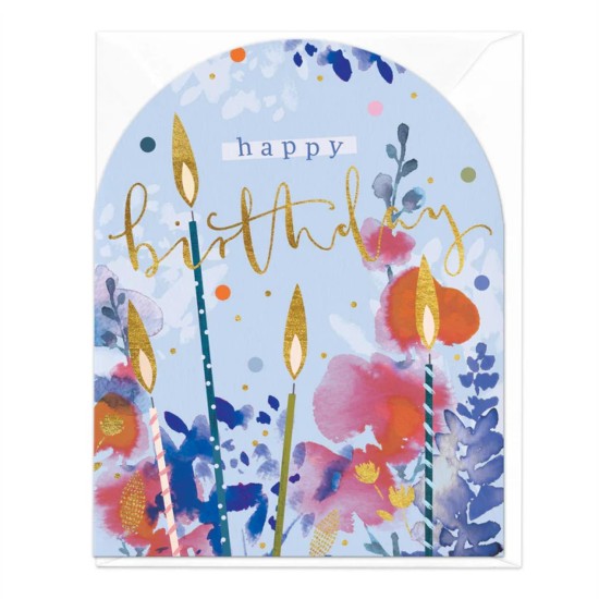 Whistlefish Card - Watercolours and Candles Birthday Card
