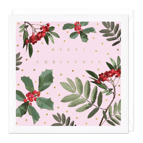 Whistlefish Card -Merry Christmas Holly (DELIVERY TO EU ONLY)