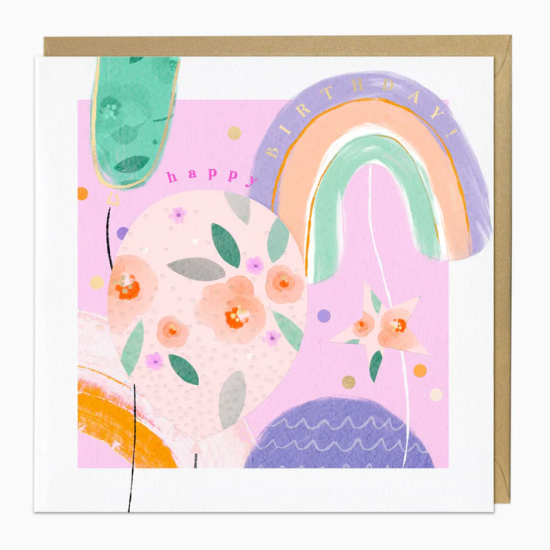 Whistlefish Card Large - Balloons & Rainbows Luxury Birthday Card