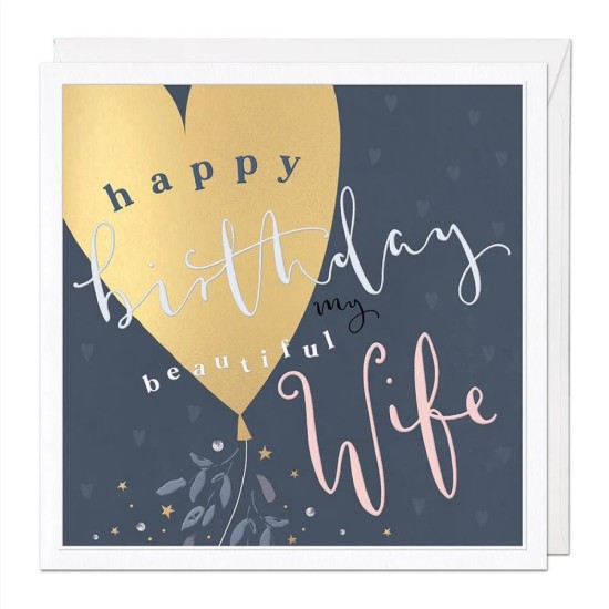 Whistlefish Card Large - Beautiful Wife Luxury Birthday Card (DELIVERY TO EU ONLY)