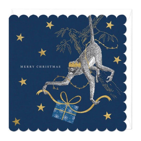 Whistlefish Christmas Card - Cheeky Christmas Monkey (DELIVERY TO EU ONLY)