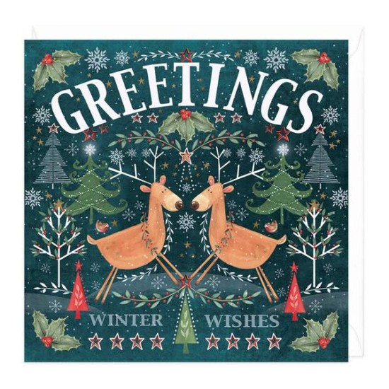 Whistlefish Christmas Card - Reindeer Greetings (DELIVERY TO EU ONLY)