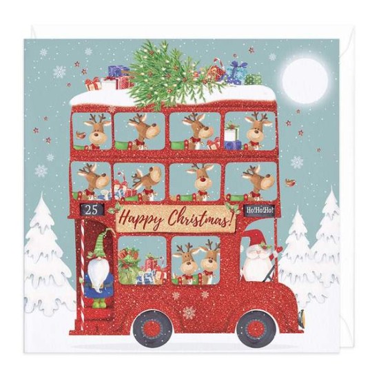 Whistlefish Christmas Card - Reindeer Bus (DELIVERY TO EU ONLY)