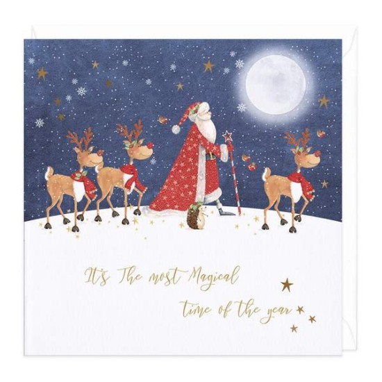 Whistlefish Christmas Card - Christmas Santa Reindeer and Hedgehog (DELIVERY TO EU ONLY)