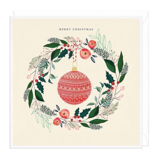 Whistlefish Christmas Card - Wreath with Bauble