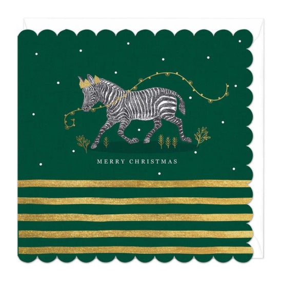 Whistlefish Christmas Card - Festive Zebra (DELIVERY TO EU ONLY)