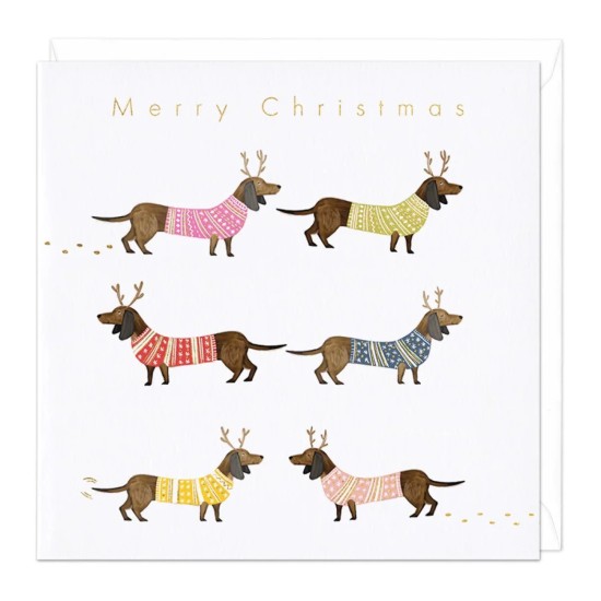 Whistlefish Christmas Card - Merry Christmas Dachshunds (DELIVERY TO EU ONLY)