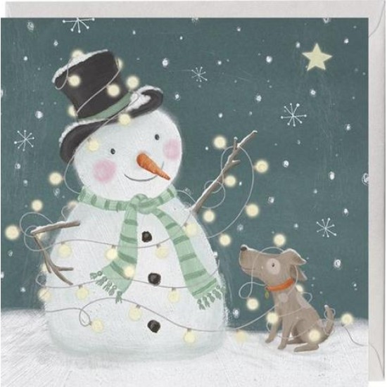 Whistlefish Christmas Card -  Snowman and Dog (DELIVERY TO EU ONLY)