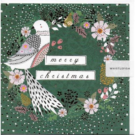 Whistlefish Christmas Card - Bird and Wreath (DELIVERY TO EU ONLY)