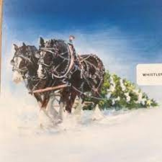 Whistlefish Christmas Card - Horses dragging Christmas tree (DELIVERY TO EU ONLY)