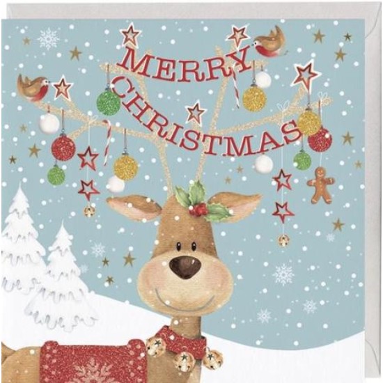 Whistlefish Christmas Card - Smiling Reindeer (DELIVERY TO EU ONLY)