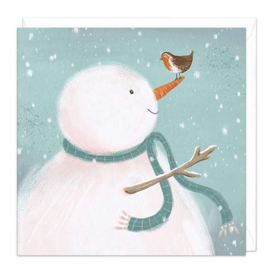 Whistlefish Christmas card - Snowman and robin (DELIVERY TO EU ONLY)