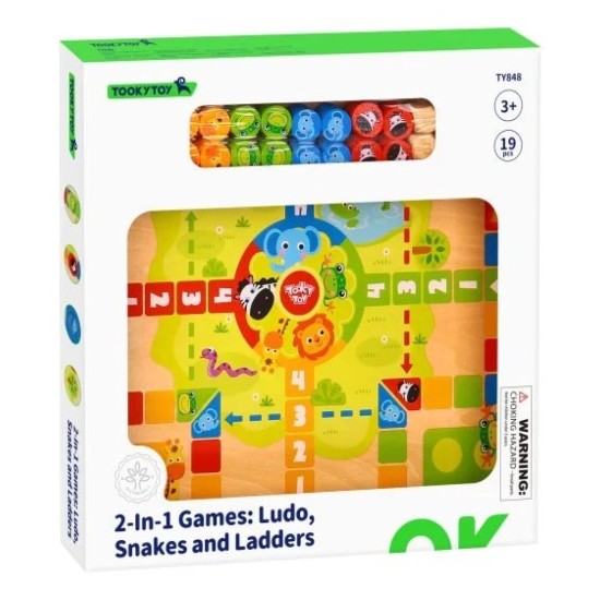 Wooden 2-in-1 Ludo And Snakes & Ladders